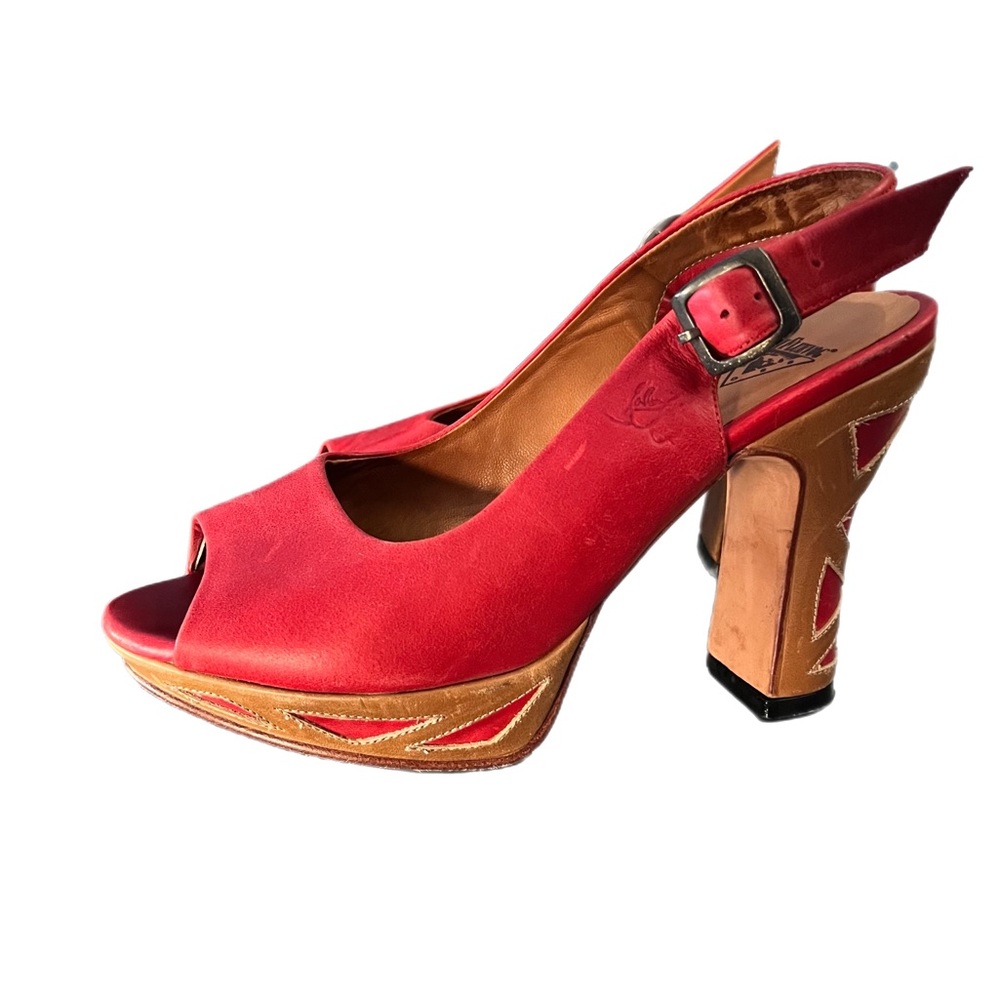 John Fluevog Red and Brown Heels - Picture 3 of 6